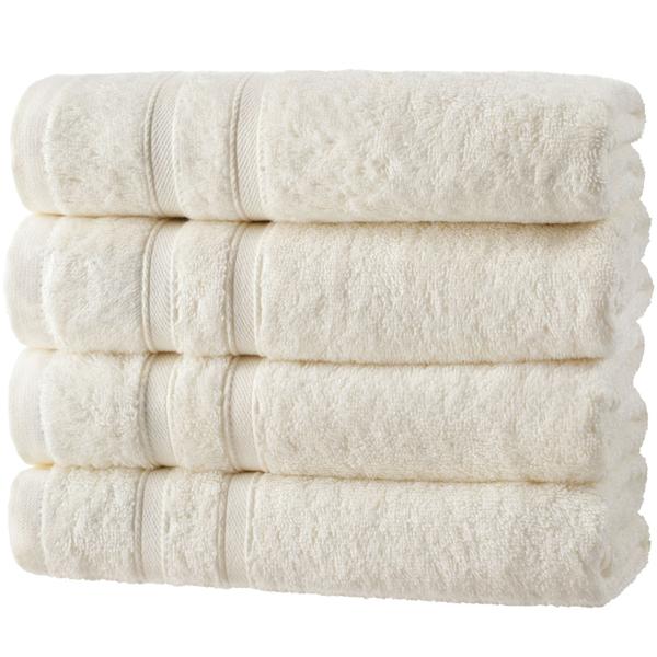 4er-Set Handtücher 50x100cm - Bambus & Baumwolle - luxuriös weich, saugstark, antibakteriell, OEKO-TEX Standard 100 zertifiziert - natur