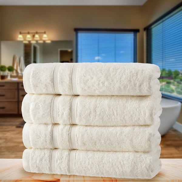 4er-Set Handtücher 50x100cm - Bambus & Baumwolle - luxuriös weich, saugstark, antibakteriell, OEKO-TEX Standard 100 zertifiziert - natur