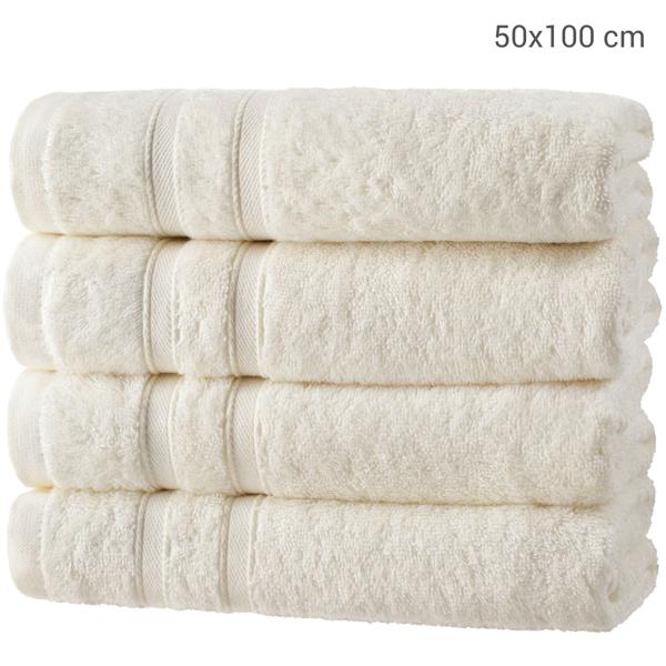 4er-Set Handtücher 50x100cm - Bambus & Baumwolle - luxuriös weich, saugstark, antibakteriell, OEKO-TEX Standard 100 zertifiziert - natur