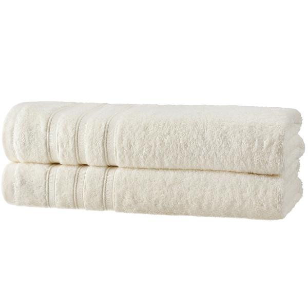 2er-Set Duschhandtücher - 50% Bambus & 50% Baumwolle - Natur, 70x140 cm, saugstark, schnelltrocknend, antibakteriell, Öko-Tex 100 zertifiziert