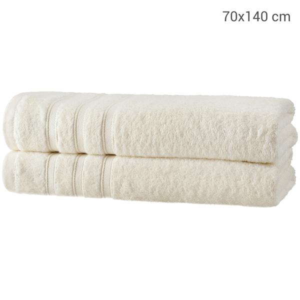 2er-Set Duschhandtücher - 50% Bambus & 50% Baumwolle - Natur, 70x140 cm, saugstark, schnelltrocknend, antibakteriell, Öko-Tex 100 zertifiziert
