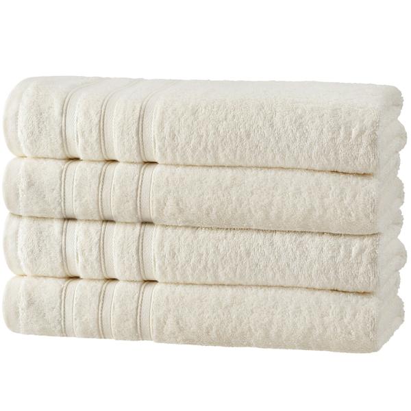 4er-Set Duschhandtücher 70x140cm natur - 50% Bambus & 50% Baumwolle - Kuschelweich, saugstark, schnelltrocknend, antibakteriell & OEKO-TEX