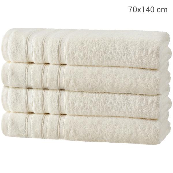 4er-Set Duschhandtücher 70x140cm natur - 50% Bambus & 50% Baumwolle - Kuschelweich, saugstark, schnelltrocknend, antibakteriell & OEKO-TEX