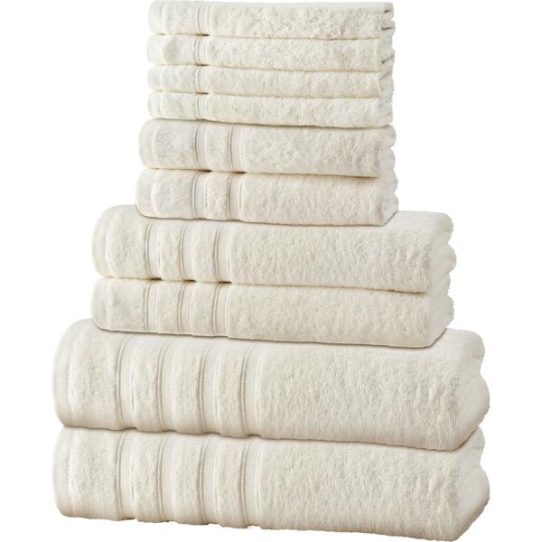 Handtuchset 12-teilig, 50% Bambus & 50% Baumwolle, natur