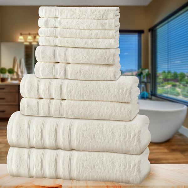 Handtuchset 12-teilig, 50% Bambus & 50% Baumwolle, natur