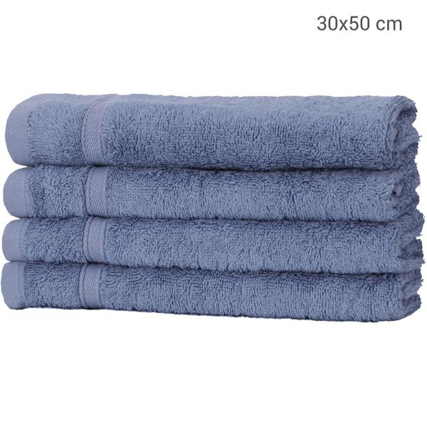 4er-Set Gästehandtücher Bambus-Baumwolle Mix - Kuschelweich, saugstark & schnelltrocknend - OEKO-TEX 100, 30x50 cm, blau, 450g/m²