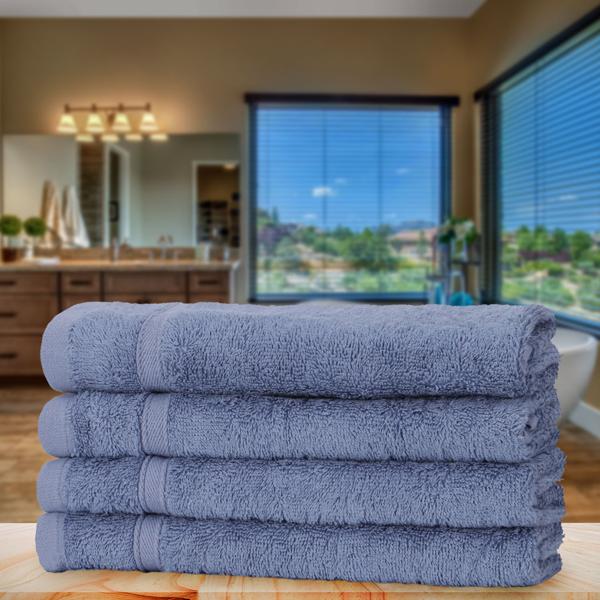 4er-Set Gästehandtücher Bambus-Baumwolle Mix - Kuschelweich, saugstark & schnelltrocknend - OEKO-TEX 100, 30x50 cm, blau, 450g/m²