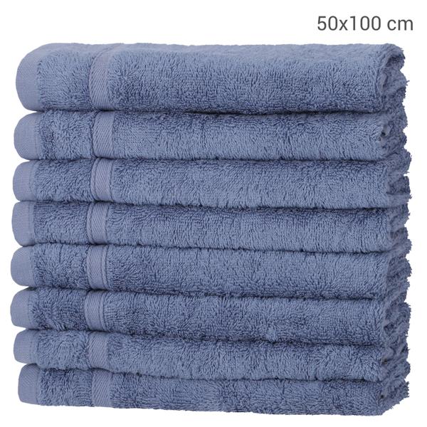 8er-Set Gästehandtücher blau - 50% Bambus & 50% Baumwolle - 30x50 cm, 450 g/m² - OEKO-TEX Standard 100 - saugstark, schnelltrocknend, antibakteriell