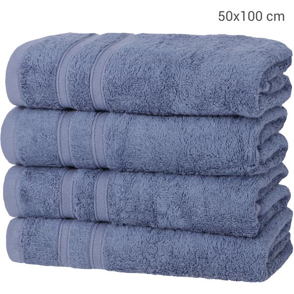 4er-Set Handtücher blau - 50% Bambus & 50% Baumwolle - 50x100 cm, 450 g/m² - Kuschelweich, saugstark, schnelltrocknend - Antibakteriell, ÖKO-TEX 100