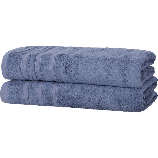 2er-Set Duschhandtücher 70x140 cm blau - 50% Bambus & Baumwolle - Kuschelweich, saugstark, schnelltrocknend - Oeko-Tex 100, antibakteriell, 450 g/m²