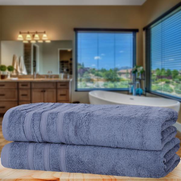 2er-Set Duschhandtücher 70x140 cm blau - 50% Bambus & Baumwolle - Kuschelweich, saugstark, schnelltrocknend - Oeko-Tex 100, antibakteriell, 450 g/m²