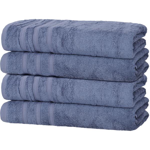 4er-Set Duschhandtücher 70x140cm blau - 50% Bambus & 50% Baumwolle - OEKO-TEX 450 g/m² - Kuschelweich, saugstark & antibakteriell für Allergiker