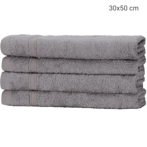 4er-Set Gästehandtücher aus Bambus & Baumwolle - Kuschelweich, saugstark & schnelltrocknend - 30x50 cm, grau, OEKO-TEX 100, 450 g/m²