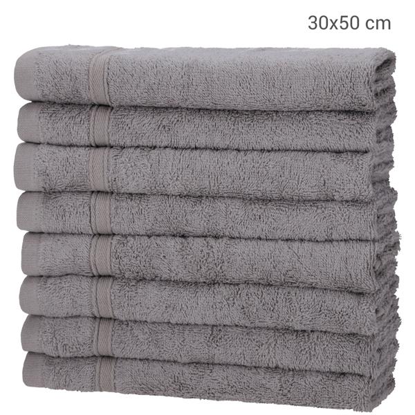 8er-Set Gästehandtücher grau - 50% Bambus & 50% Baumwolle - OEKO-TEX Standard 100 - 30x50 cm, 450 g/m² - saugstark, schnelltrocknend, antibakteriell