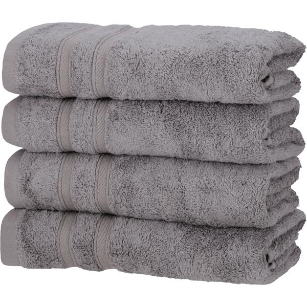 4er-Set Handtücher 50x100 cm grau - Luxuriöses Bambus & Baumwolle 450 g/m² - Kuschelweich, saugstark, schnelltrocknend, antibakteriell