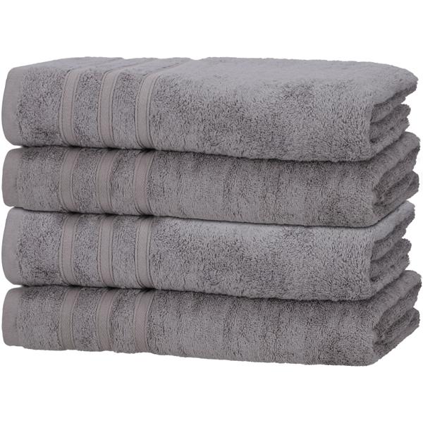 4er-Set Duschhandtücher 70x140 cm Grau - Kuschelweich, saugstark & antibakteriell - 50% Bambus 50% Baumwolle - OEKO-TEX Standard 100 zertifiziert