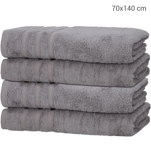 4er-Set Duschhandtücher 70x140 cm Grau - Kuschelweich, saugstark & antibakteriell - 50% Bambus 50% Baumwolle - OEKO-TEX Standard 100 zertifiziert