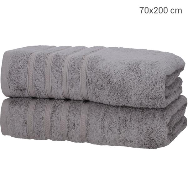 2er-Set Saunahandtücher grau - 50% Bambus & 50% Baumwolle - Kuschelweich, saugstark & schnelltrocknend - 70x200cm - Öko-Tex Standard 100