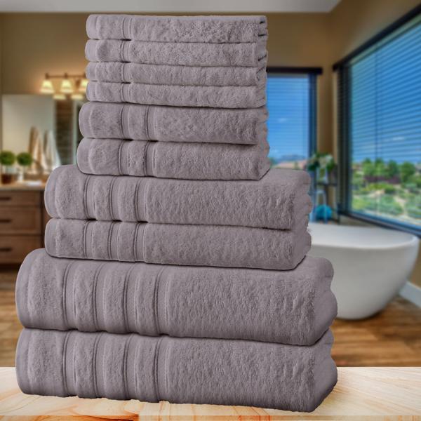 Luxuriöses 12er Handtuchset, grau, 50% Bambus-Baumwolle, 450 g/m². Extrem kuschelig & saugstark für optimale Wohlfühl-Erlebnisse