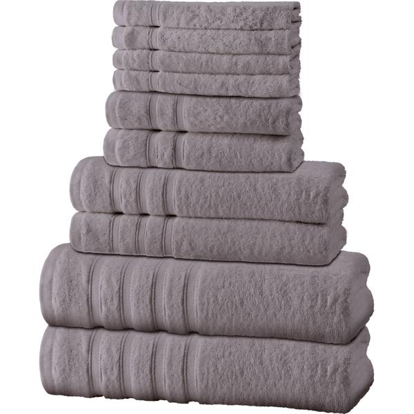 Luxuriöses 12er Handtuchset, grau, 50% Bambus-Baumwolle, 450 g/m². Extrem kuschelig & saugstark für optimale Wohlfühl-Erlebnisse