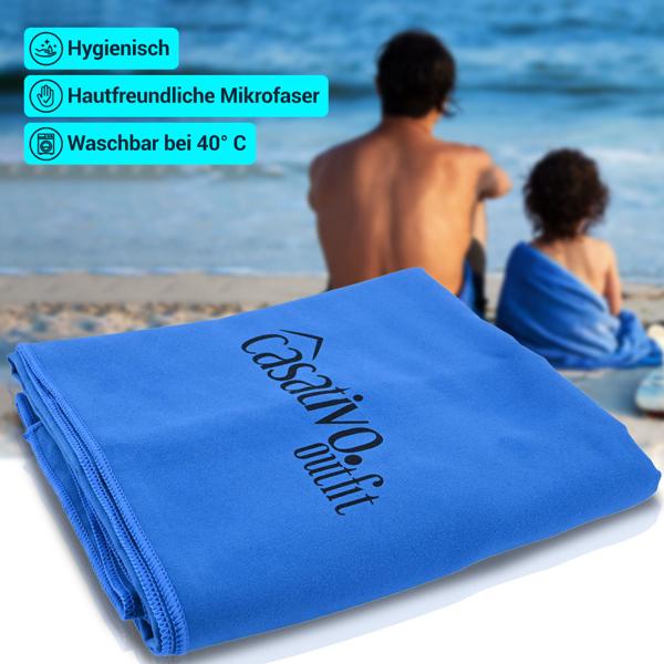 3er-Set Mikrofaser Bade- & Reisehandtuch XL - schnelltrocknend & saugstark - 180x90cm - ideal für Strand, Sport & Sauna - blau