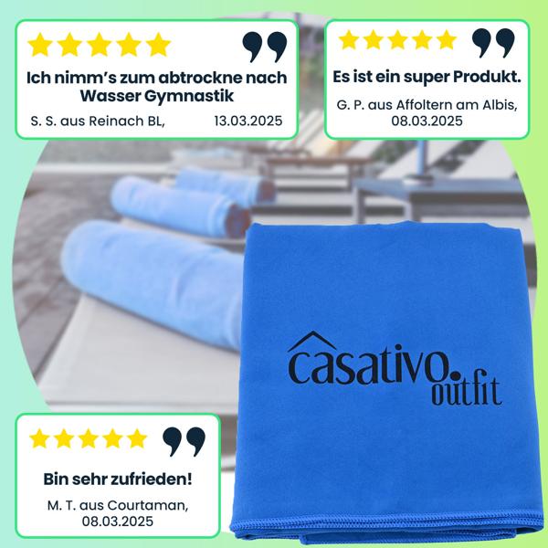 3er-Set Mikrofaser Bade- & Reisehandtuch XL - schnelltrocknend & saugstark - 180x90cm - ideal für Strand, Sport & Sauna - blau