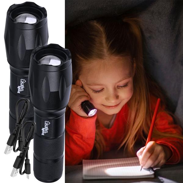 2er-Set LED-Taschenlampe & Powerbank - Spritzwassergeschützt IP44, 260 lm, 1.800 mAh Li-Ion-Akku - Outdoor, Notfall & Home Workout