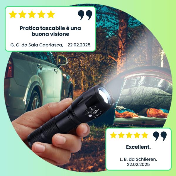 2er-Set LED-Taschenlampe & Powerbank - Spritzwassergeschützt IP44, 260 lm, 1.800 mAh Li-Ion-Akku - Outdoor, Notfall & Home Workout