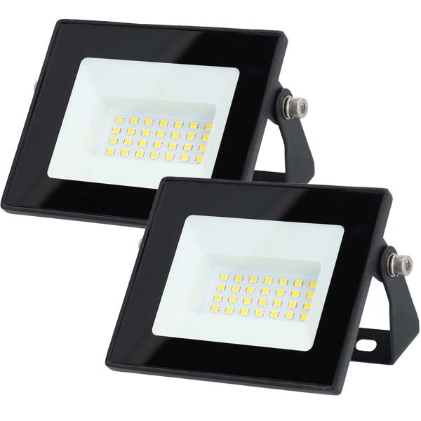 2er-Set LED Aussenstrahler aus Aluminium - 1620lm, 4000K kaltweiss - Wasserdicht IP65, 20W, flexibel verstellbar für Garten & Terrasse