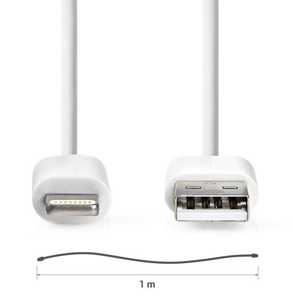 MFi Zertifiziertes iPhone Ladekabel, 1 Meter, weiss – USB-A auf Lightning – Für sicheres und schnelles Laden aller kompatiblen iPhones