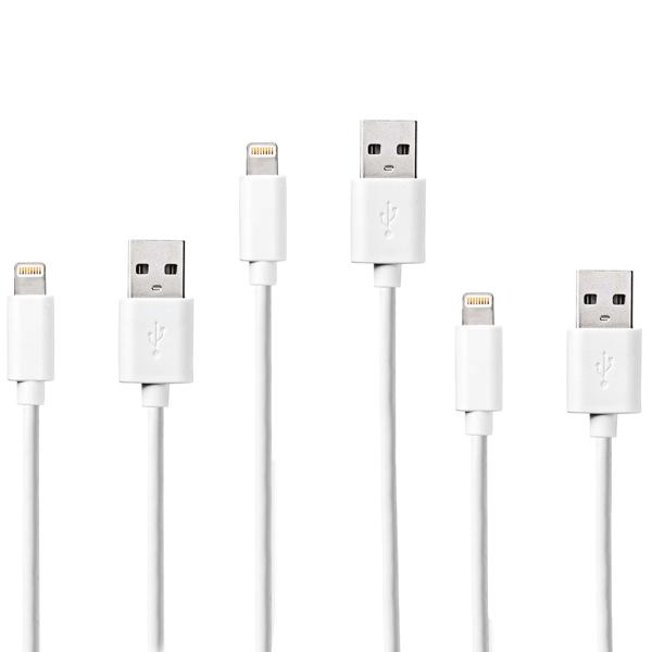 3er-Set MFi Zertifiziertes iPhone Ladekabel, 1 Meter, weiss – USB-A auf Lightning – Für sicheres und schnelles Laden aller kompatiblen iPhones