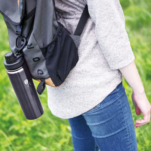 Trinkflasche 2er-Set - Sportflasche 540ml Edelstahl - Metallic-Dunkelgrau - Robust, doppelwandig isoliert, rutschfest für Sport, Arbeit & Reise