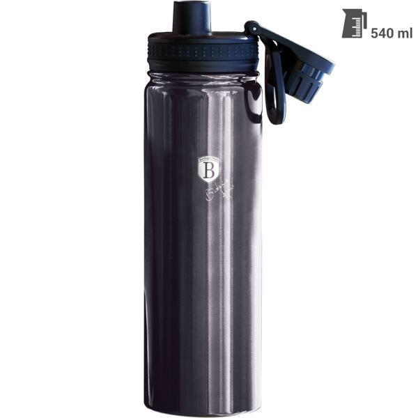 4er-Set Trinkflaschen - je 540 ml - Ideal für Sport, Outdoor & Arbeit - Edelstahl, Metallic-Dunkelgrau - Hält heiss/kalt - Rutschfester Boden