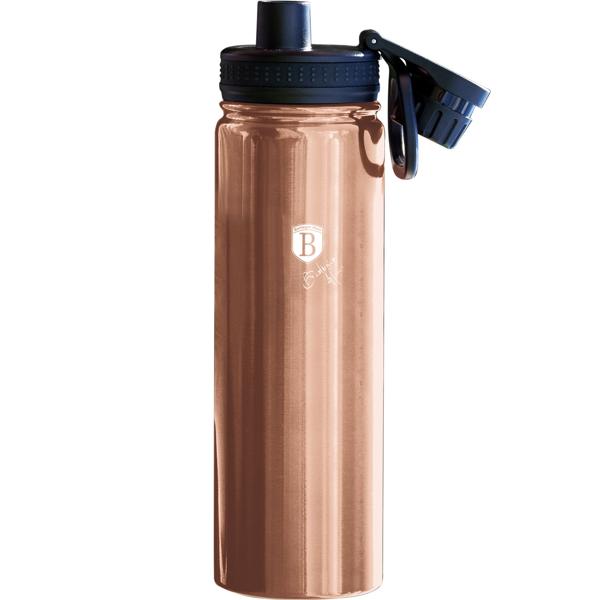 Trinkflasche Rosé-Gold 540ml - Edelstahl Sportflasche mit Silikonboden - Hält Getränke heiss/kalt - Ideal für Sport, Uni, Reisen & Camping