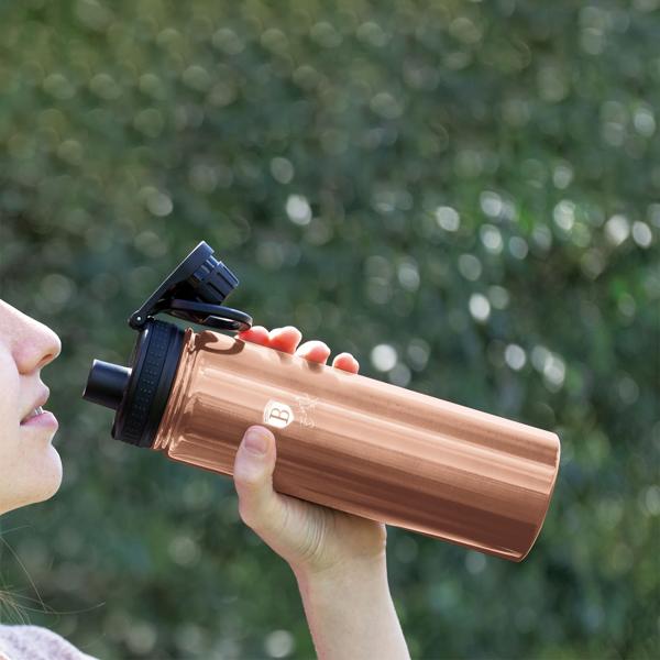 2er-Set Trinkflasche Rosé-Gold - Ideal für Sport & Unterwegs - 540ml Edelstahl-Sportflasche mit rutschfestem Silikonboden - Heiss/Kalt - Modern & Zeitlos