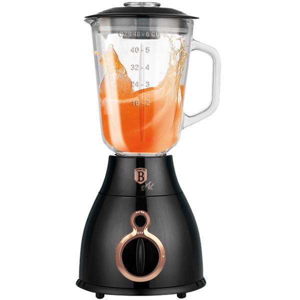 Design Standmixer 1,5 Liter: Stilvoller 600 Watt Mixer in Schwarz-Roségold mit robustem Glaskrug. Maximale Leistung und ein Highlight in jeder Küche