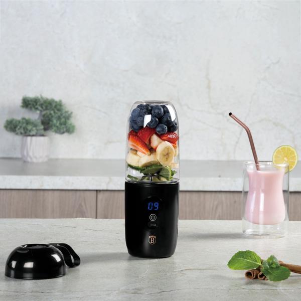 To-Go-Mixer (USB), 120-130W, LED Anzeige, kraftvoll - schwarz-roségold, edles Design - Smoothies to go – stilvoll & stark