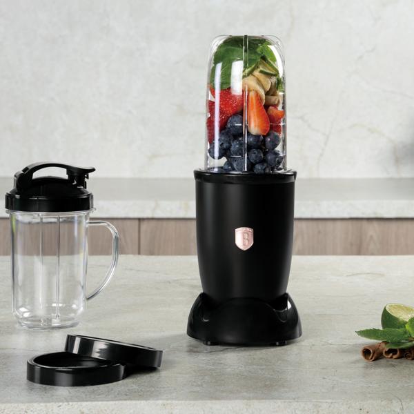 Stylischer Multifunktionsmixer schwarz-rosegold (400W) - Einfache One-Touch-Bedienung, Eis-Crusher - Ideal für Smoothies, Shakes, Suppen & mehr