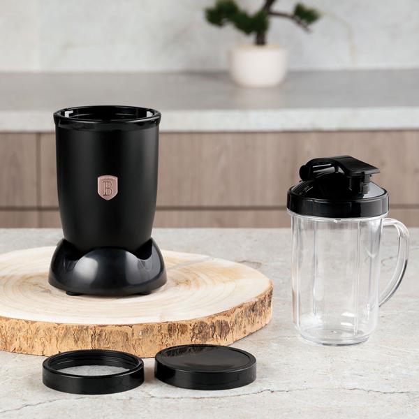 Stylischer Multifunktionsmixer schwarz-rosegold (400W) - Einfache One-Touch-Bedienung, Eis-Crusher - Ideal für Smoothies, Shakes, Suppen & mehr