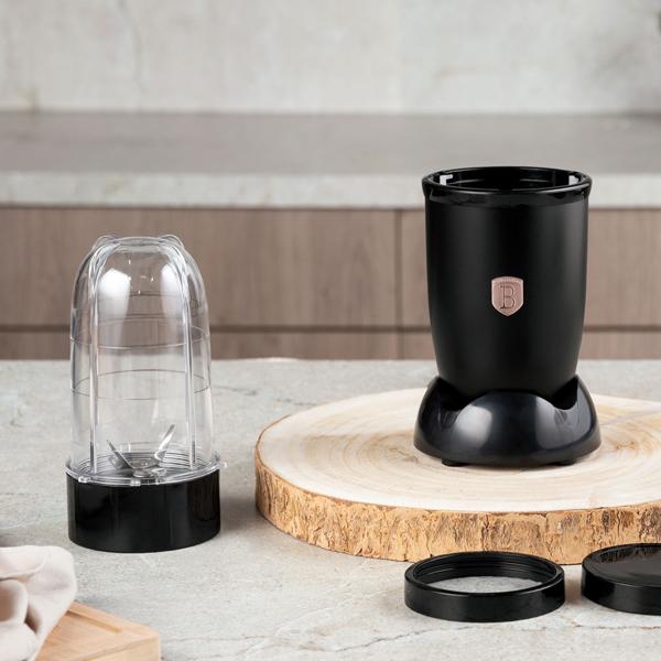 Stylischer Multifunktionsmixer schwarz-rosegold (400W) - Einfache One-Touch-Bedienung, Eis-Crusher - Ideal für Smoothies, Shakes, Suppen & mehr