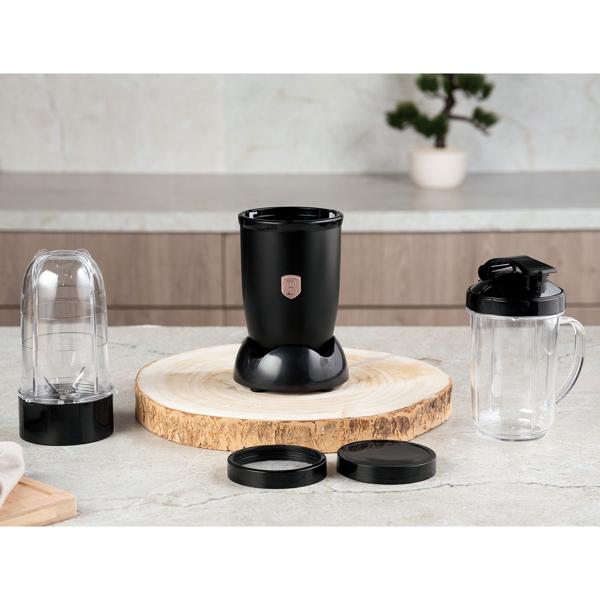 Stylischer Multifunktionsmixer schwarz-rosegold (400W) - Einfache One-Touch-Bedienung, Eis-Crusher - Ideal für Smoothies, Shakes, Suppen & mehr