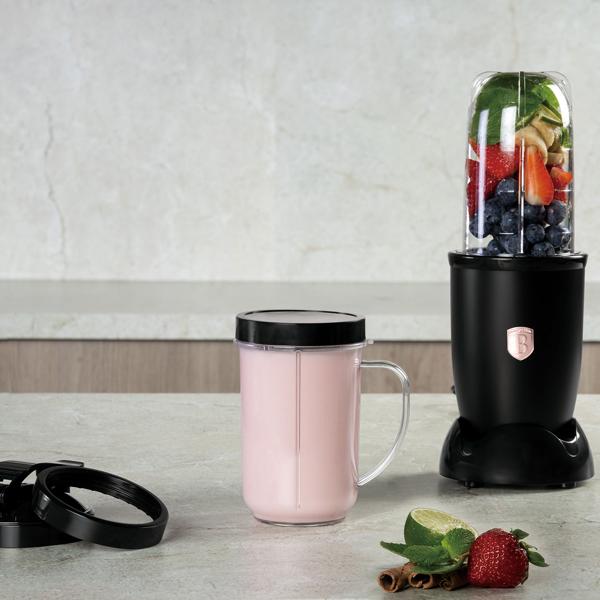 Stylischer Multifunktionsmixer schwarz-rosegold (400W) - Einfache One-Touch-Bedienung, Eis-Crusher - Ideal für Smoothies, Shakes, Suppen & mehr