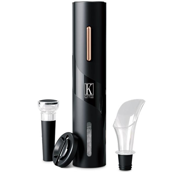 Elektrischer Weinflaschenöffner, rosé-gold, inkl. Vakuumverschluss & Ausgiesser. Mühelos Weinflaschen öffnen, Wein frisch halten, stilvolles Design