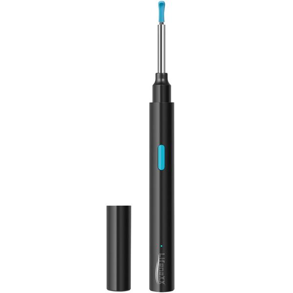 WLAN Ohrreiniger mit HD-Kamera, schwarz, IP67, für Android/iOS – Kabellos, Akku, inklusive 5 Ohrlöffel, sichere Ohrreinigung