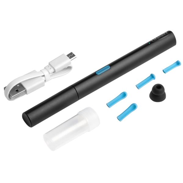 WLAN Ohrreiniger mit HD-Kamera, schwarz, IP67, für Android/iOS – Kabellos, Akku, inklusive 5 Ohrlöffel, sichere Ohrreinigung