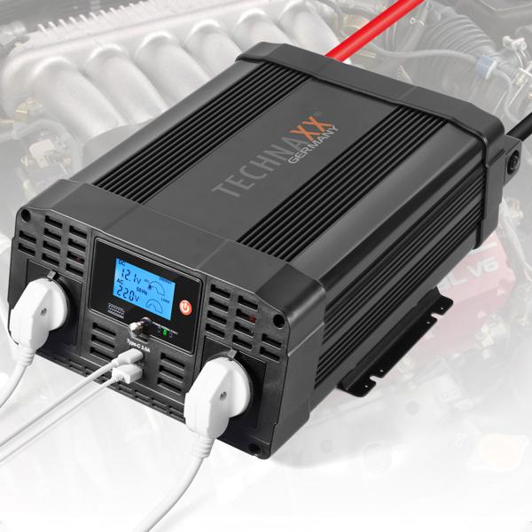 Profi Kfz-Wechselrichter 12V auf 230V mit 2 Steckdosen & USB Quick Charge: Mobile Stromversorgung für unterwegs, Leistungsstark und vielseitig