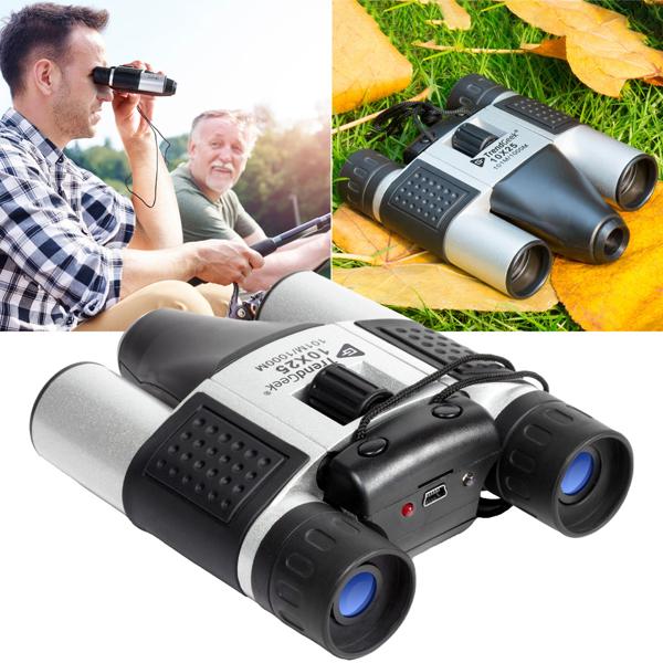 HD-Fernglas mit Foto & Video, 10x25, Präzisionsoptik – schwarz/silber, für gestochen scharfe Aufnahmen unterwegs