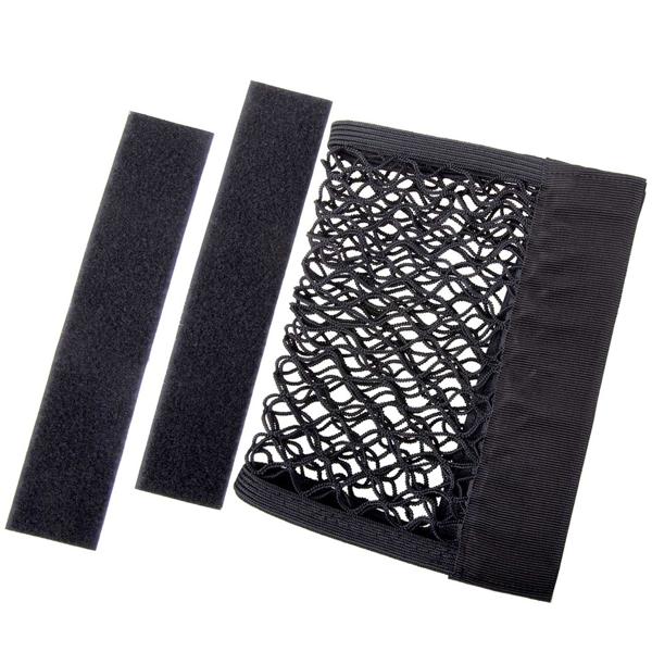 Elastisches Kofferraum-Gepäcknetz - Sichere Aufbewahrung für Verbandtasche & Einkäufe - 40x25 cm, robustes Nylon, Klettstreifen-Montage, Schwarz