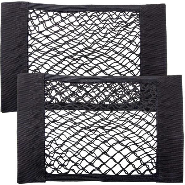2er-Set Kofferraum-Gepäcknetz - Elastisch, 40x25 cm, robustes Nylon - Einfache Montage mit Klettstreifen - Sichert Kleingepäck & Einkäufe im Auto