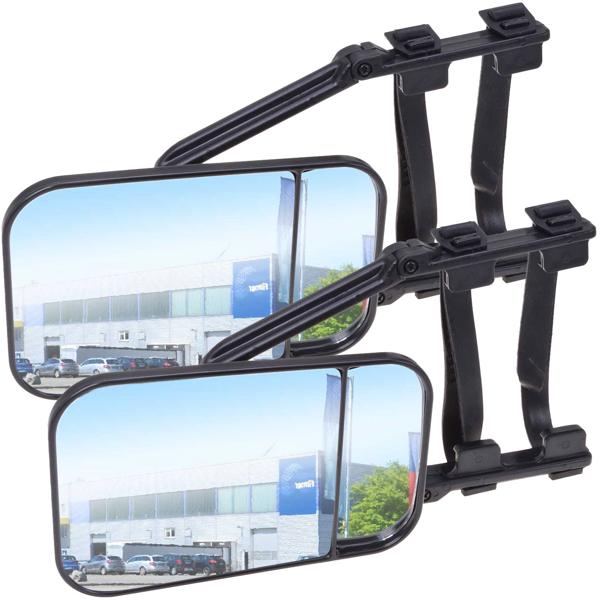 2er-Set Wohnwagen- & Anhängerspiegel für KFZ - rechts/links, schwarz, ABS, Konvex/Flach- Sichere Fahrt & klare Sicht – Zuverlässige Zusatzspiegel